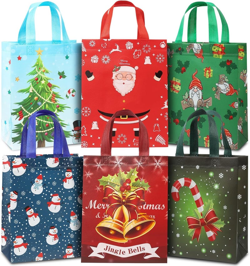 YANGTE 24 Pack 10" Christmas Gift Bags Medium Size, Reusable Non-Woven Christmas Tote Bags with Handles, Perfect for Xmas Gift Wrap/Party Favor Supplies, 10.2" × 8.2" × 3.9" - Image 1